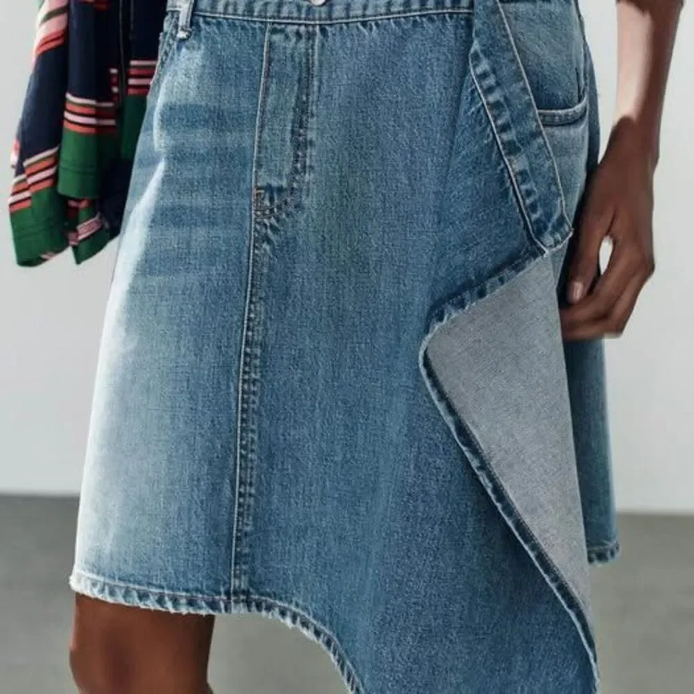 New-Zara Asymmetric Denim Skirt-small